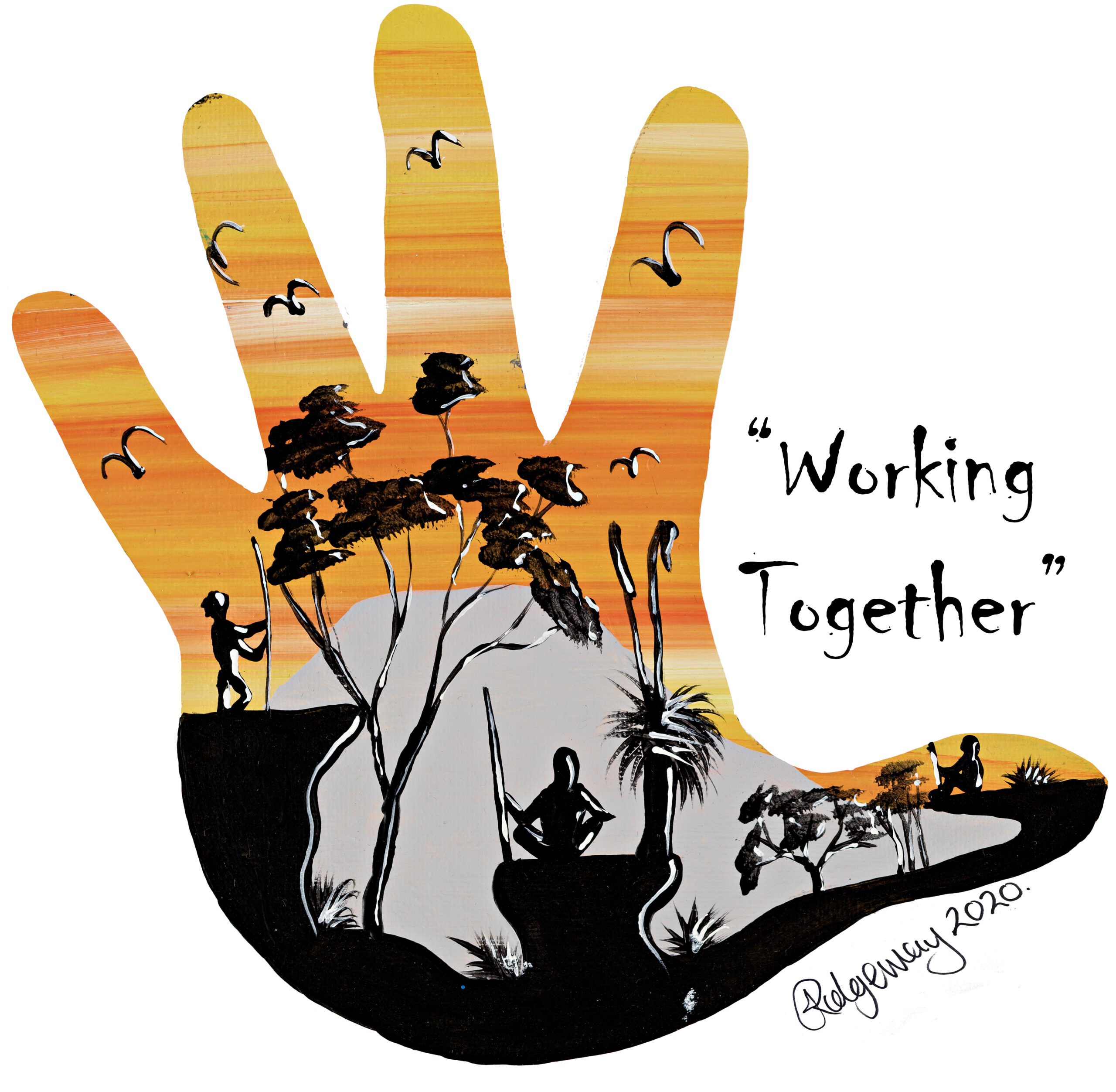 Aboriginal Community Engagement Icon Hands with wording 2