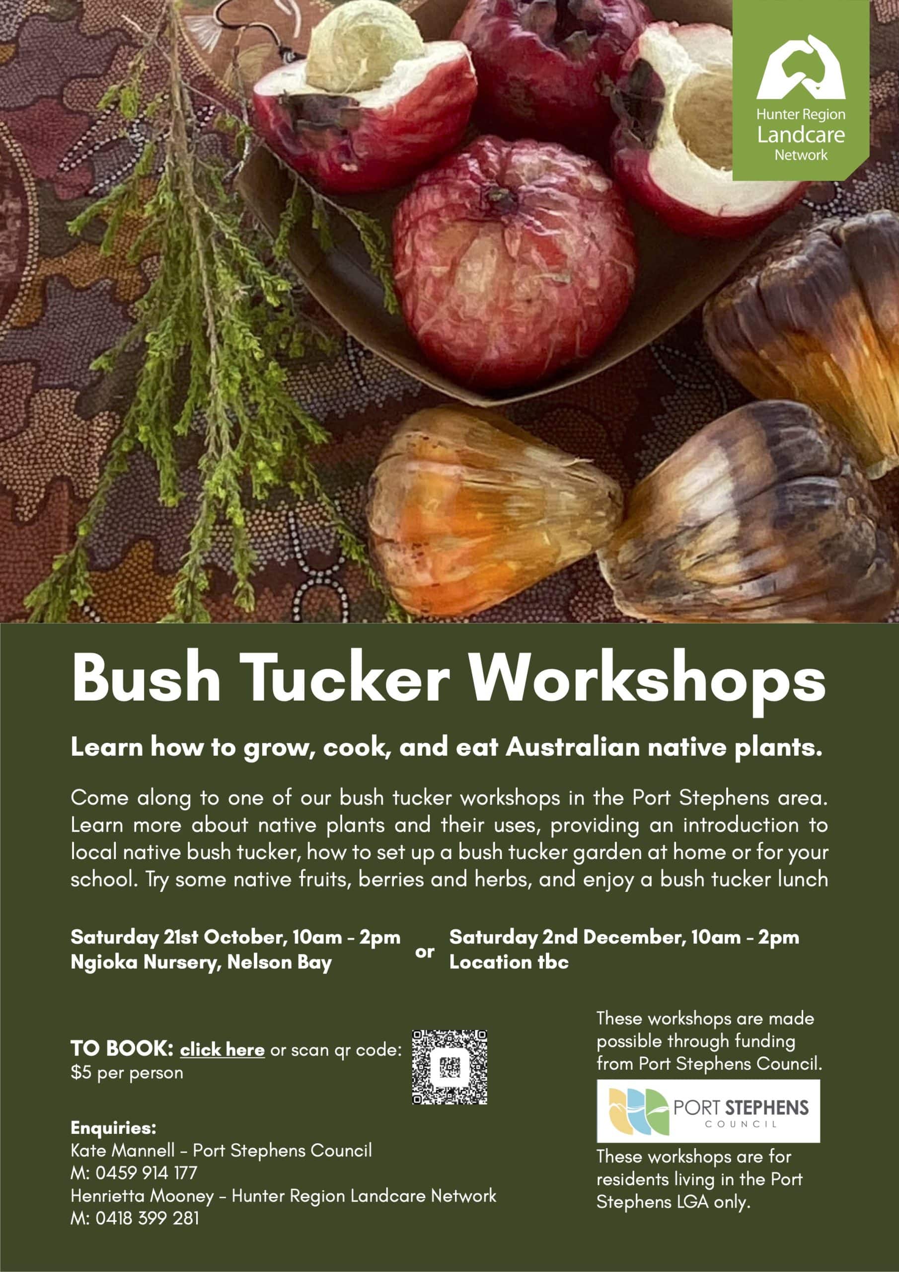 2023 Bush Tucker Workshops poster - Port Stephens
